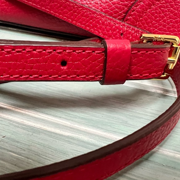 Ralph Lauren Red Leather Satchel With Crossbody Strap - Picture 12 of 14